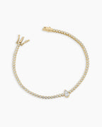 Lab Grown Diamond Pear Charm Tennis Bracelet || option::14K Solid Gold, 6.5 in.