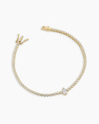 Lab Grown Diamond Pear Charm Tennis Bracelet || option::14K Solid Gold, 7 in.