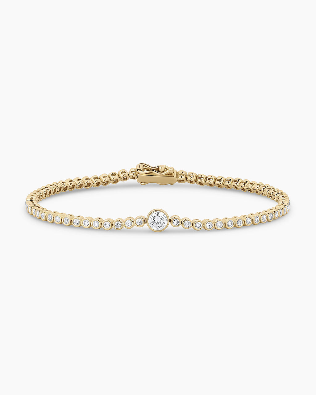 Lab Grown Diamond Circle Charm Tennis Bracelet || option::14K Solid Gold, 7 in.