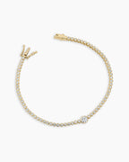 Lab Grown Diamond Circle Charm Tennis Bracelet || option::14K Solid Gold, 6.5 in.