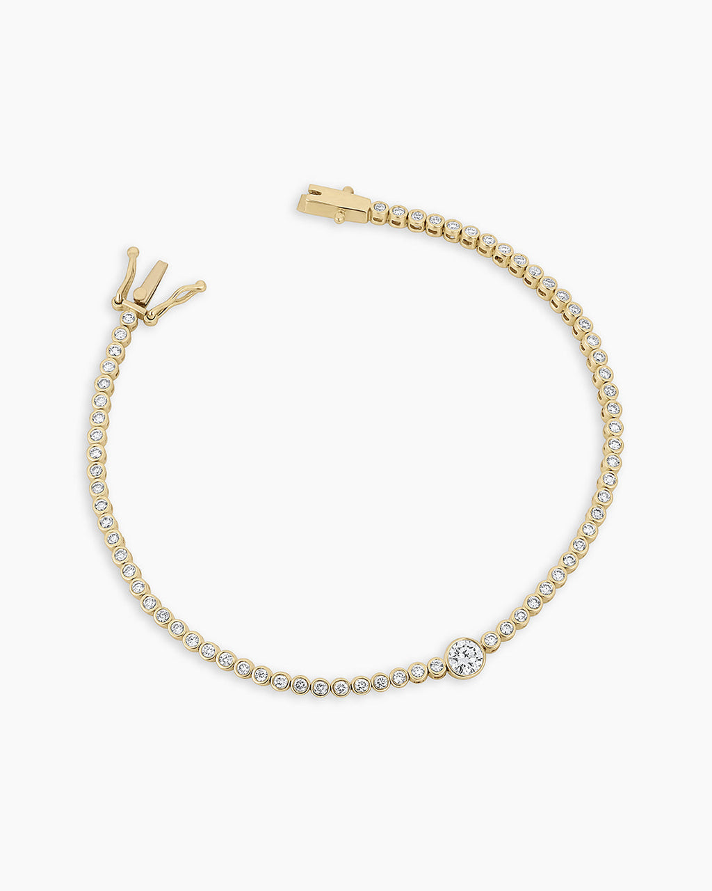 Lab Grown Diamond Circle Charm Tennis Bracelet || option::14K Solid Gold, 7 in.