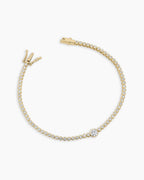 Lab Grown Diamond Circle Charm Tennis Bracelet || option::14K Solid Gold, 7 in.