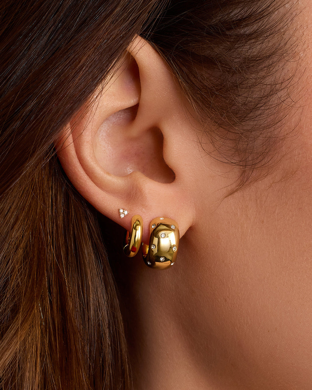Noel Shimmer Huggies || option::18K Gold Plated || set::noel-shimmer-huggies-stl
