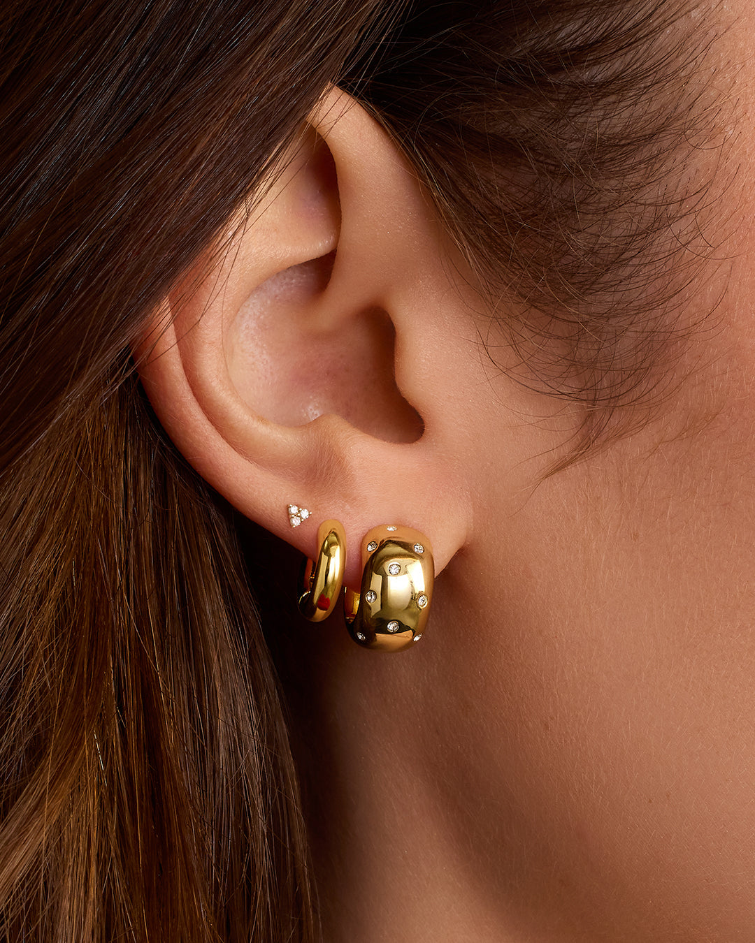 Noel Shimmer Huggies || option::18K Gold Plated || set::noel-shimmer-huggies-stl