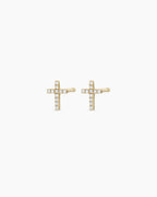 Diamond Cross Studs || option::14K Solid Gold