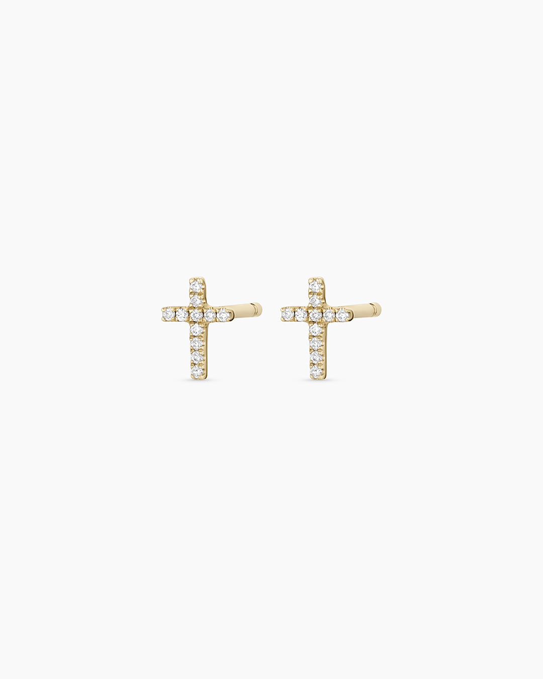 Diamond Cross Studs || option::14K Solid Gold