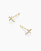Diamond Cross Studs || option::14K Solid Gold