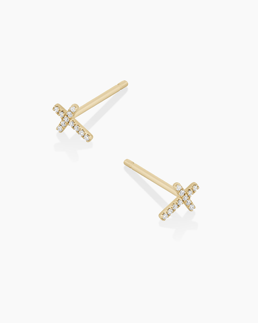 Diamond Cross Studs || option::14K Solid Gold
