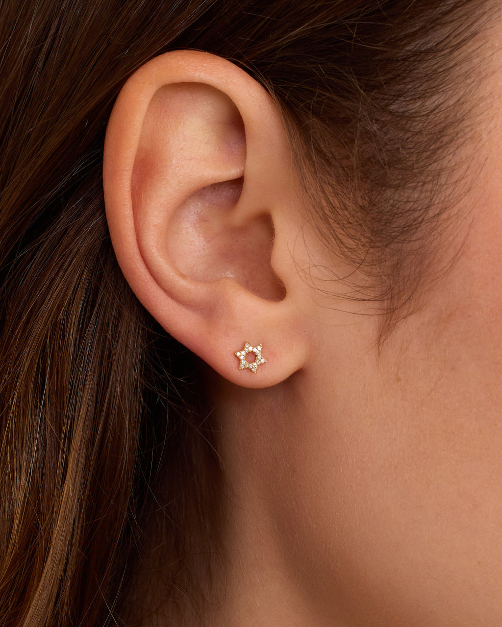Diamond Star of David Studs || option::14K Solid Gold