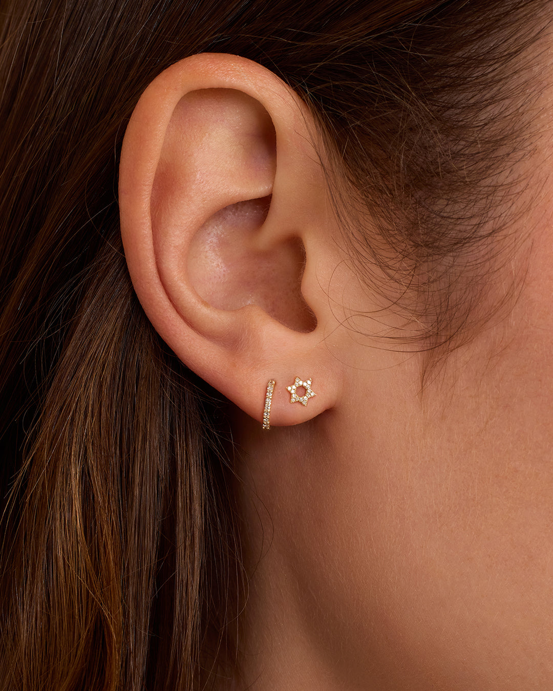 Diamond Star of David Studs || option::14K Solid Gold || set::diamond-star-of-david-studs-stl