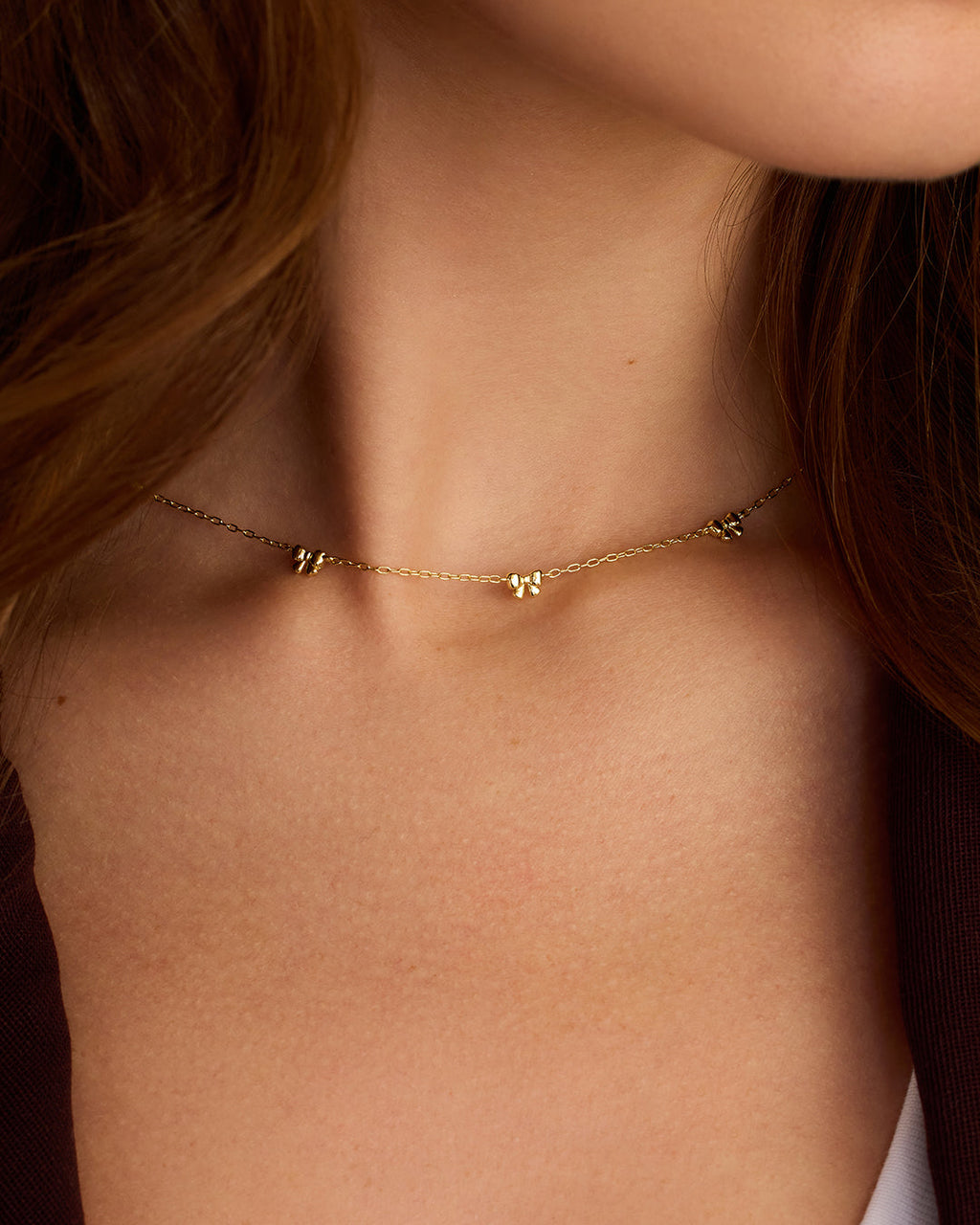 Mini Bow Necklace || option::18K Gold Plated