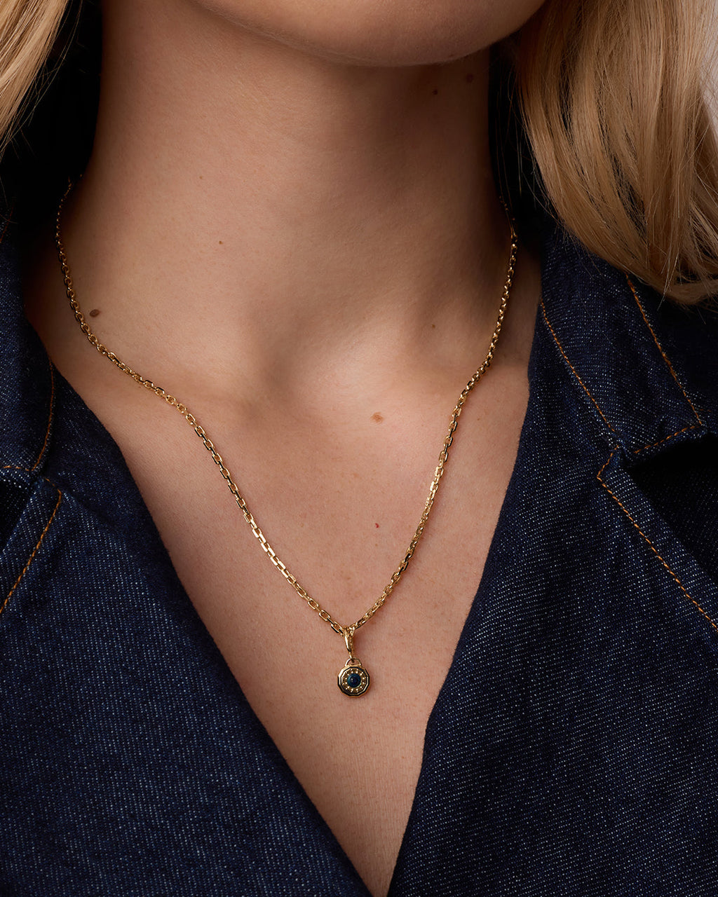 Birthstone Parker Charm || option::18K Gold Plated, Blue Sapphire - September