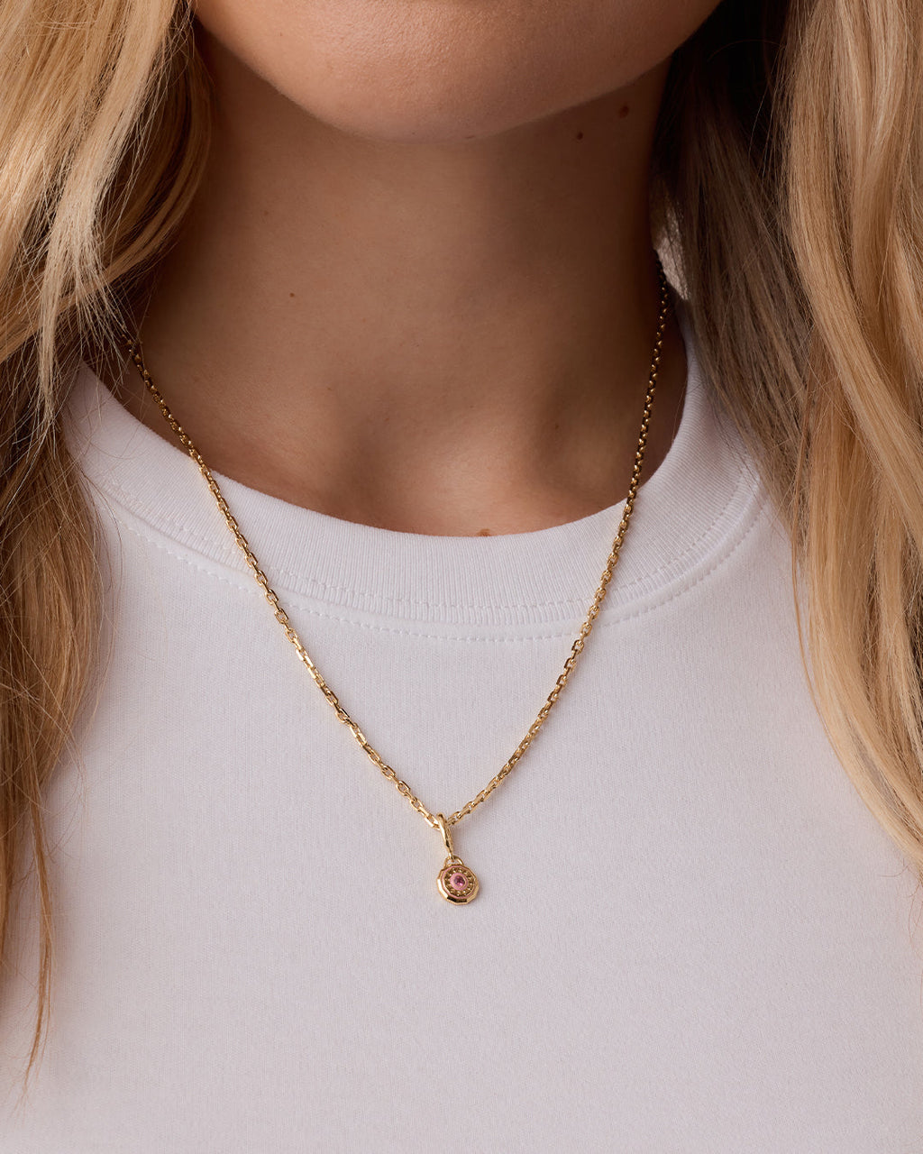 Birthstone Parker Charm || option::18K Gold Plated, Pink Tourmaline - October