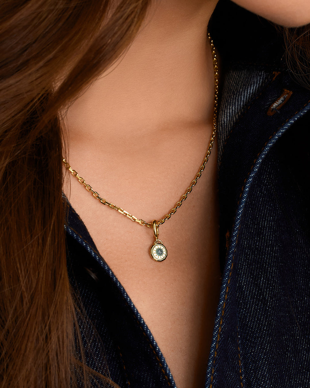 Birthstone Parker Charm || option::18K Gold Plated, Aquamarine - March