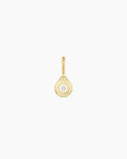 Birthstone Parker Charm || option::18K Gold Plated, White Sapphire - April