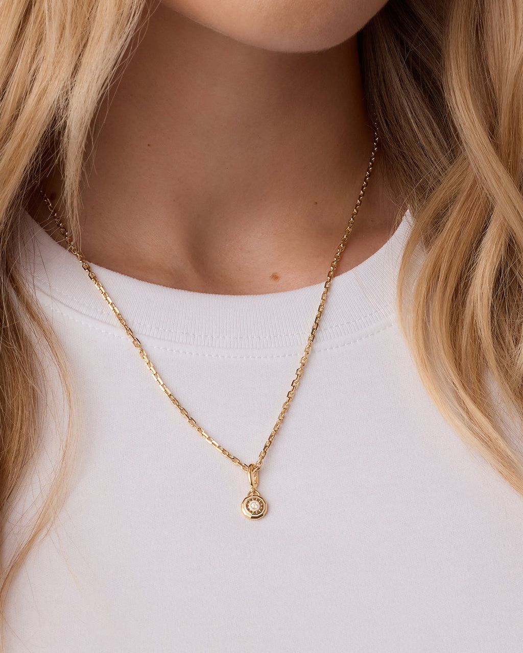 Birthstone Parker Charm || option::18K Gold Plated, White Sapphire - April