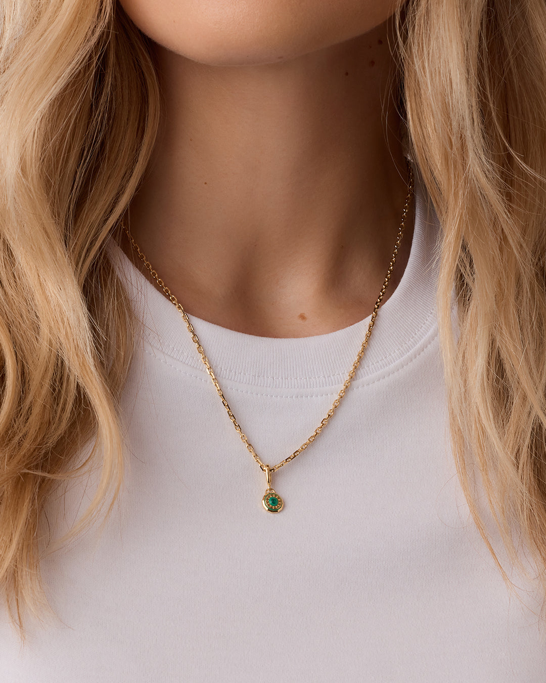 Birthstone Parker Charm || option::18K Gold Plated, Green Agate - May