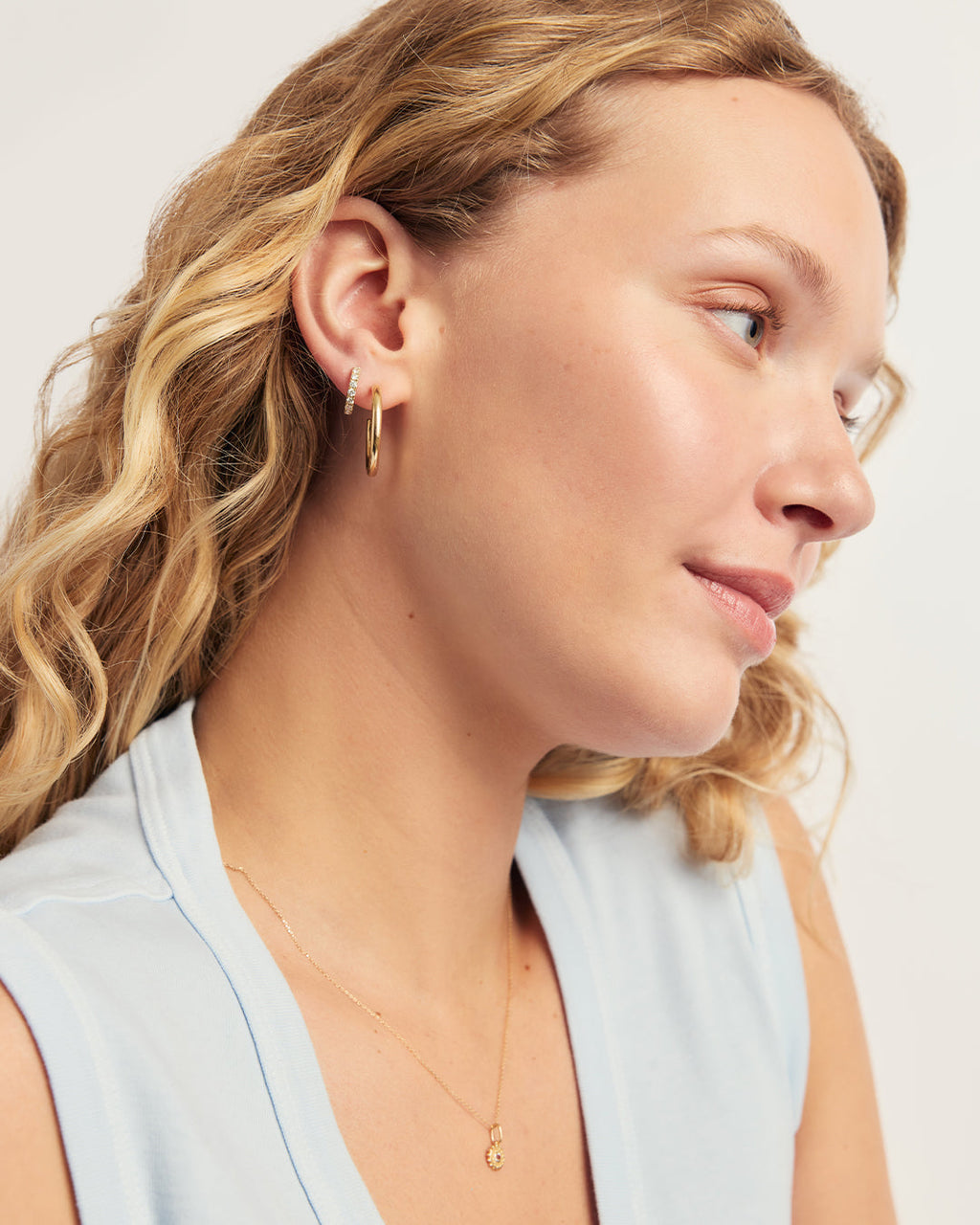 14K Gold Carter Hoops || option::14K Solid Gold, 20mm