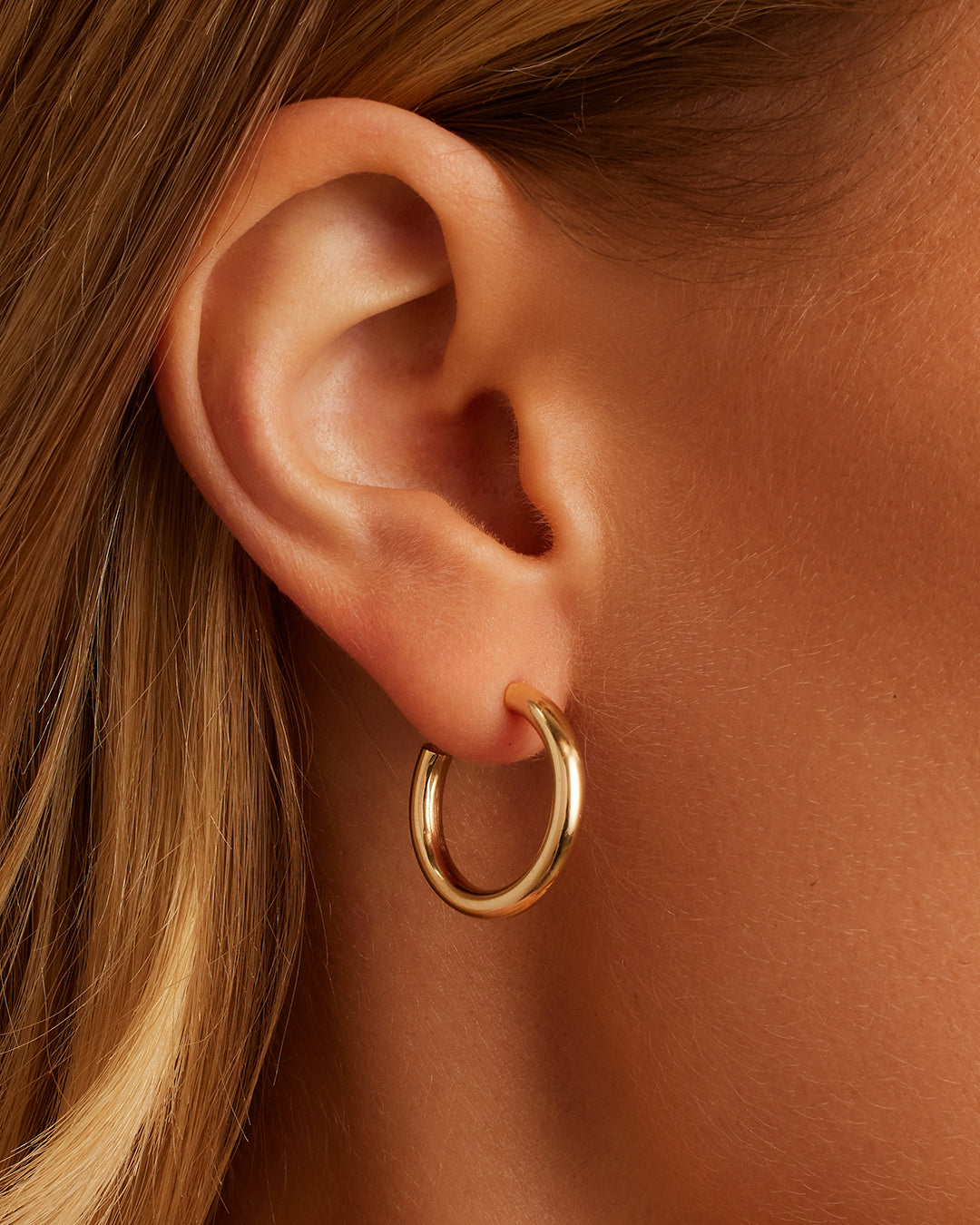 14K Gold Carter Hoops || option::14K Solid Gold, 20mm