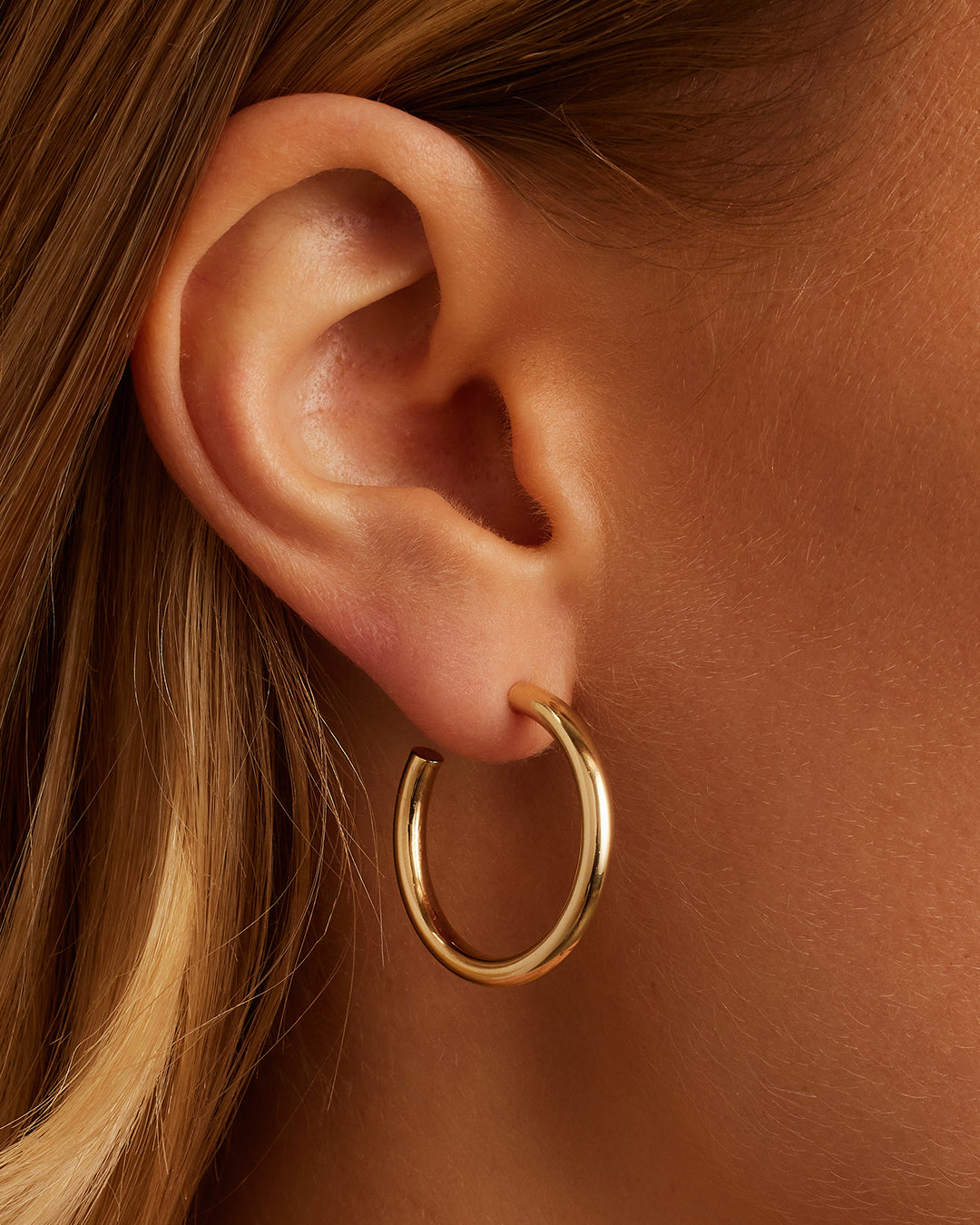 14K Gold Carter Hoops || option::14K Solid Gold, 25mm