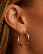14K Gold Carter Hoops || option::14K Solid Gold, 30mm