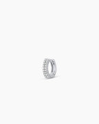 Diamond Double Down Single Huggie || option::14K Solid White Gold, 9mm