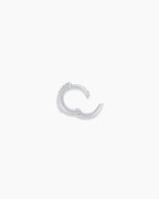 Diamond Double Down Single Huggie || option::14K Solid White Gold, 9mm