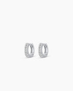Diamond Double Down Huggies || option::14K Solid White Gold, 9mm