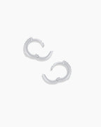 Diamond Double Down Huggies || option::14K Solid White Gold, 9mm