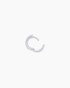Diamond Double Down Single Huggie || option::14K Solid White Gold, 11mm