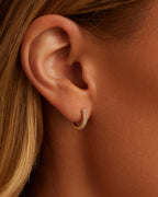Diamond Double Down Huggies || option::14K Solid Gold, 11mm