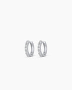 Diamond Double Down Huggies || option::14K Solid White Gold, 11mm