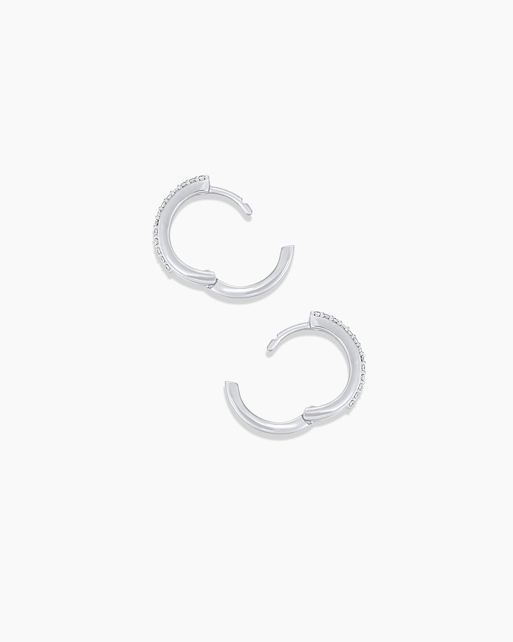 Diamond Double Down Huggies || option::14K Solid White Gold, 11mm