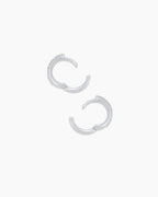 Diamond Double Down Huggies || option::14K Solid White Gold, 11mm