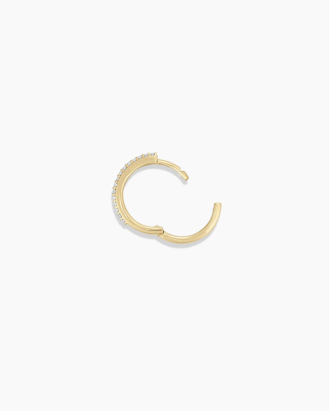 Diamond Double Down Huggies || option::14K Solid Gold, 13mm