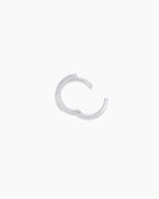 Diamond Double Down Single Huggie || option::14K Solid White Gold, 13mm