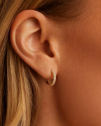 Diamond Double Down Huggies || option::14K Solid Gold, 13mm