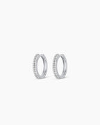Diamond Double Down Huggies || option::14K Solid White Gold, 13mm