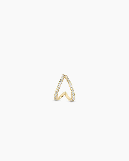 Diamond Pavé Split Huggies || option::14K Solid Gold