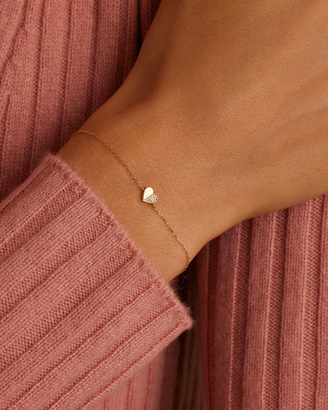 Diamond Bond Bracelet Set || option::14K Solid Gold, Set