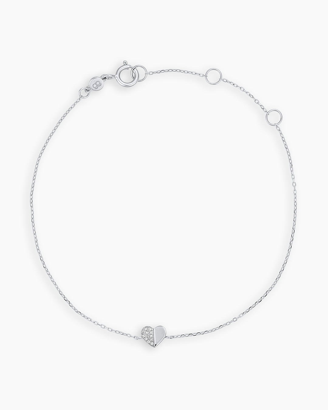 Diamond Bond Bracelet || option::14K Solid White Gold, Single - Diamonds Left