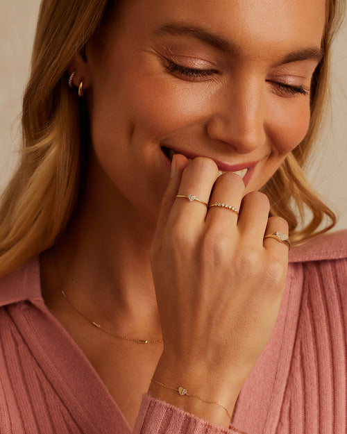Diamond Pavé Heart Ring || option::14K Solid Gold || set::diamond-pave-heart-ring-stl