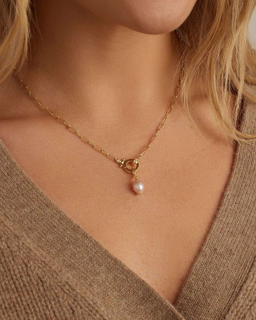Pink Pearl Parker Charm || option::18K Gold Plated, Pink Freshwater Pearl