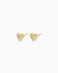 Diamond Vintage Heart Studs || option::14K Solid Gold