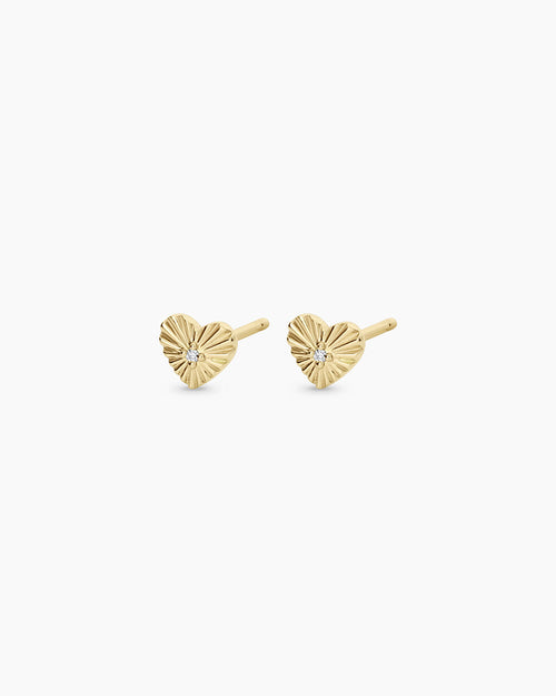 Diamond Vintage Heart Studs || option::14K Solid Gold