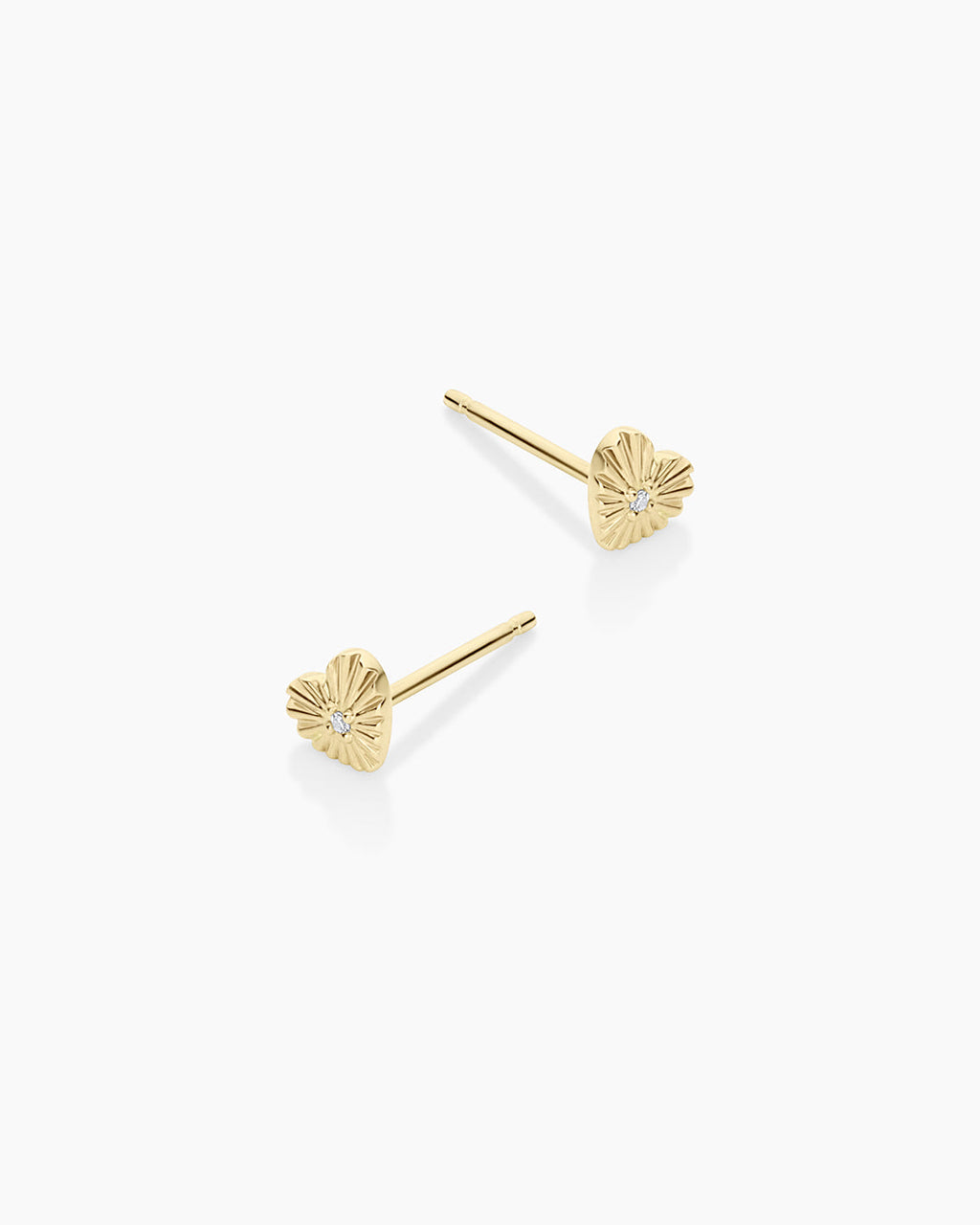 Diamond Vintage Heart Studs || option::14K Solid Gold