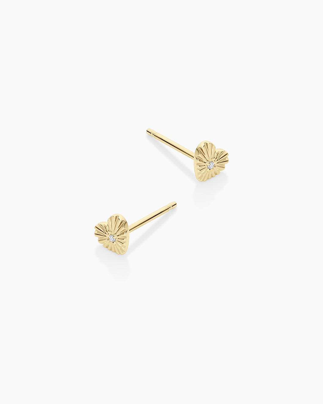 Diamond Vintage Heart Studs || option::14K Solid Gold
