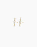 Elle Diamond Row Studs || option::14K Solid Gold