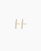 Elle Diamond Row Studs || option::14K Solid Gold