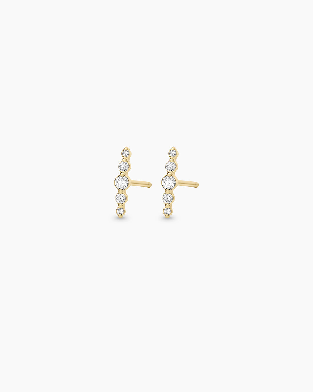 Elle Diamond Row Studs || option::14K Solid Gold